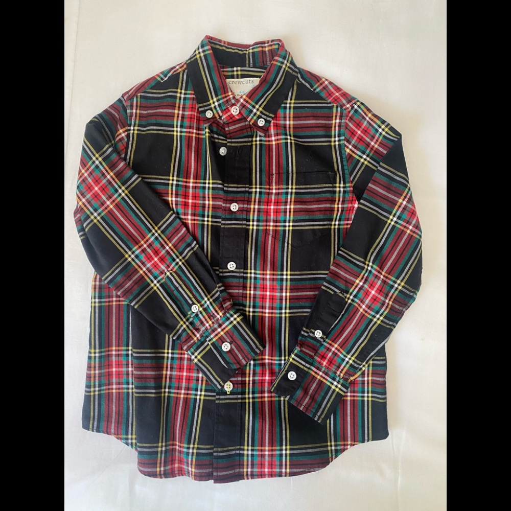 J Crew Boys Plaid Button Down Size 4-5